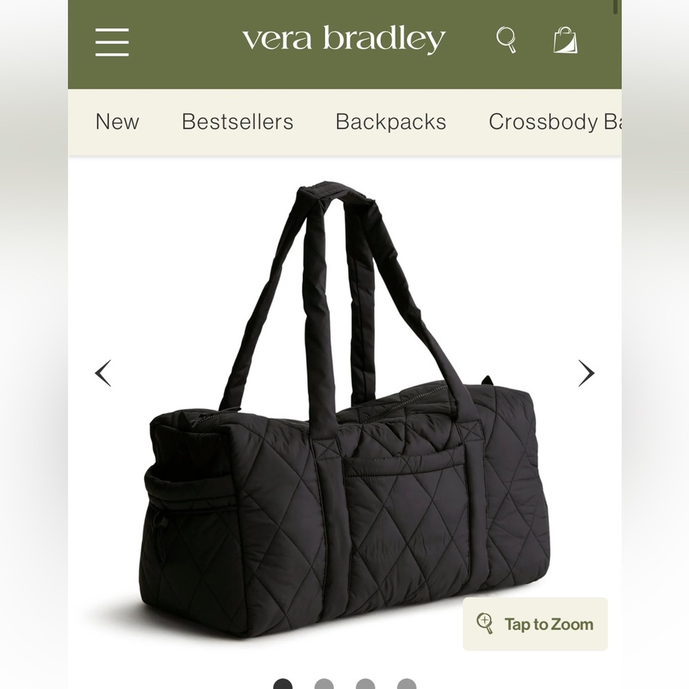 Vera Bradley Black Quilted Bag with Floral Lining